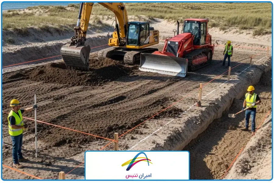 آماده سازی | ساخت زمین تنیس ساحلی