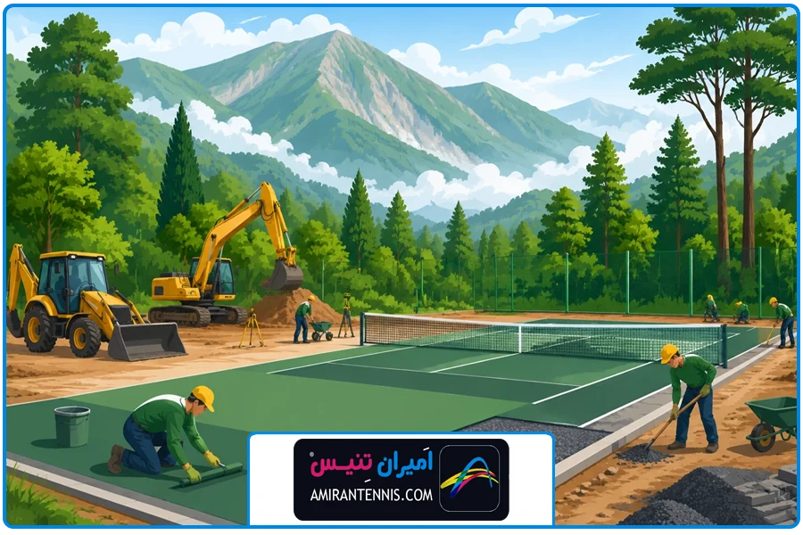 بررسی شرایط اقلیمی | ساخت زمین تنیس در مازندران