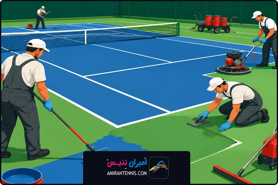 بند پایانی | تعمیر کفپوش زمین تنیس