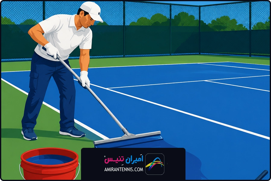تصویر شاخص | تعمیر کفپوش زمین تنیس