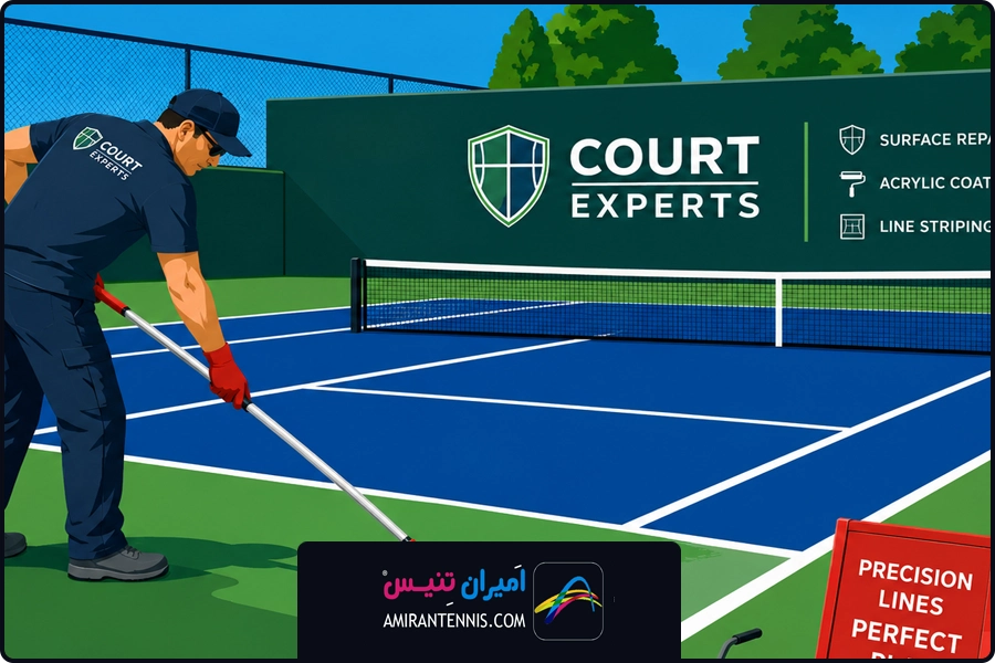 علایم تعمیر | تعمیر کفپوش زمین تنیس