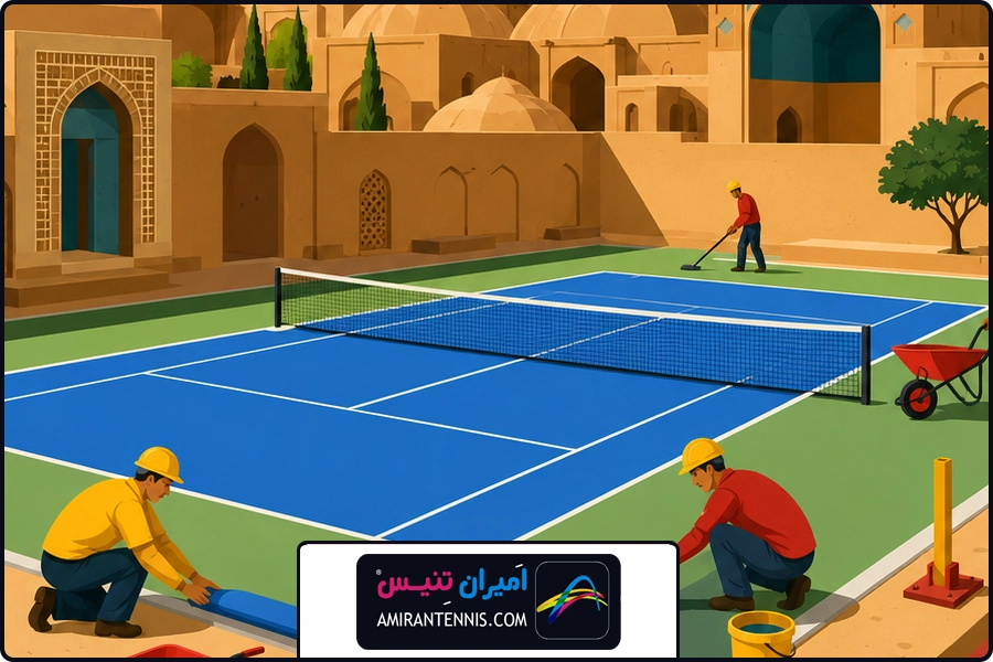 اجرای نهایی | ساخت زمین تنیس در یزد